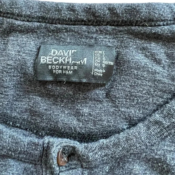 David Beckham for H&M Dark Gray Bodywear Long Sleeve Henley L - Picture 3 of 3
